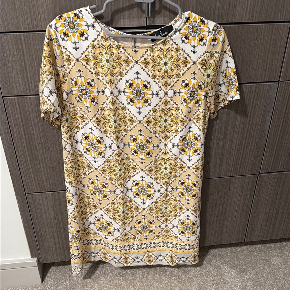 Lulu's Yellow and White Patterned Mini Dress